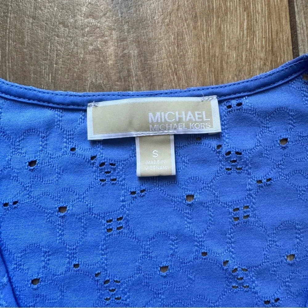 Michael Kors Royal Blue Eyelet Blouse
